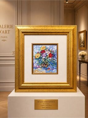 Gold-Framed Floral seriolithograph by Dani SHKELQIM